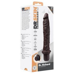 Dr. Skin Silicone Dr. Richard Vibrating Dildo-Brown 9"