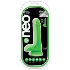 Neo Elite Silicone Dual Density Cock with Balls-Neon Green 6"