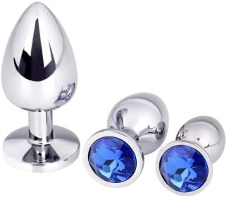 Butt Plugs 3PCS Anal Toys;  Expanding Plug Toys Stainless Steel Anal Trainer Sets. Anal Plugs Toy 3Pcs Jewelry Design.