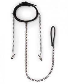 Easy Toys Lead; Nipple Clamps, Collar Restraint Set Black