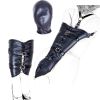 Bondage Restraints Slave Role Play Hands Wrists Arm Leg Binder Hood Mask PU Leather Tight Single Glove Adult Game Sex Toys